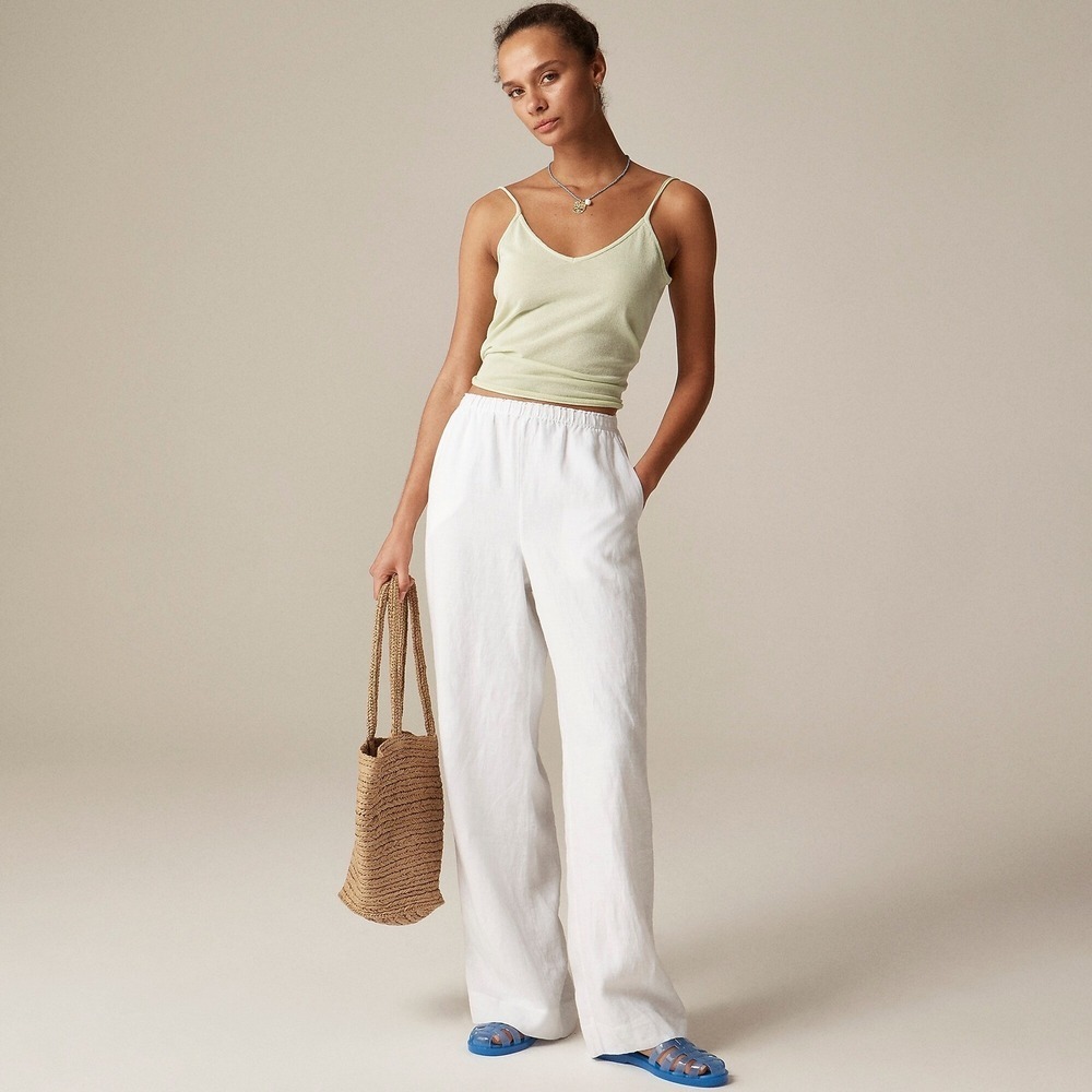 J. Crew White Wide-Leg Pants